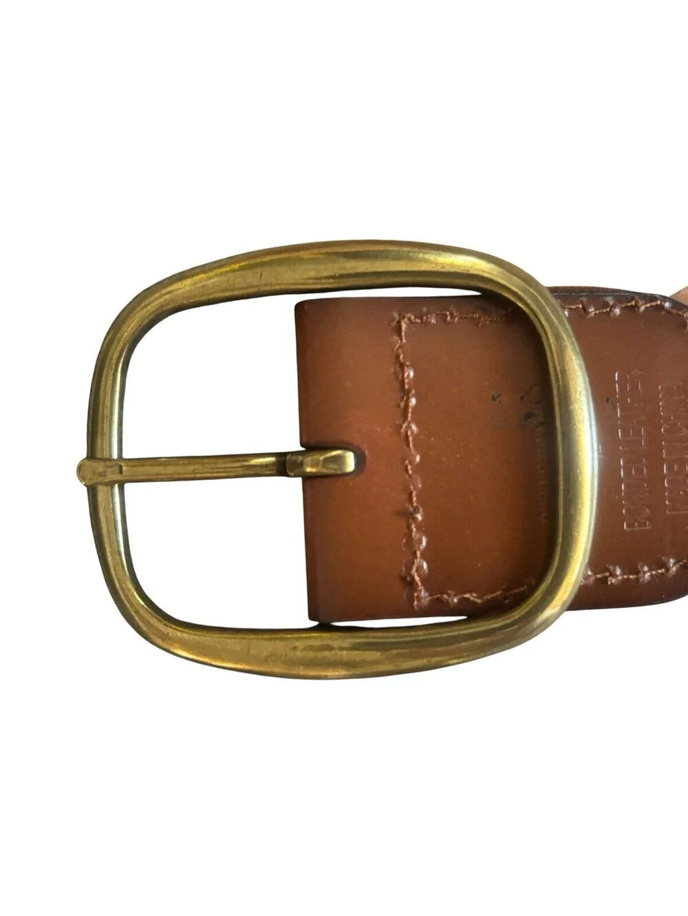 Braided Wide Brown Leather Fashion Belt Brass Buckle 43” Long - Size M/L Y2K